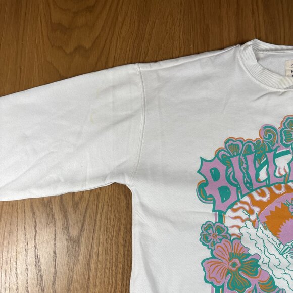 Billabong Skeleton Surf Graphic Sweatshirt White Retro Floral Surf Tee – Size S - Picture 7 of 9